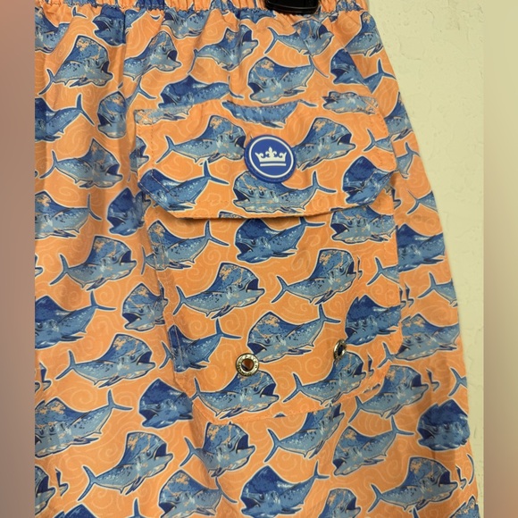 Peter Millar Seaside Gold Rush Swim Trunks Size Medium - Picture 8 of 10